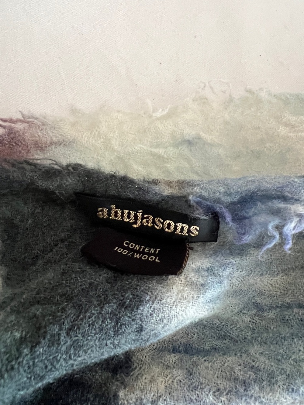 AHUJASONS 100% WOOL SHAWL SCARF 38” X 70” LIGHTWEIGHT ABSTRACT - Picture 3 of 4